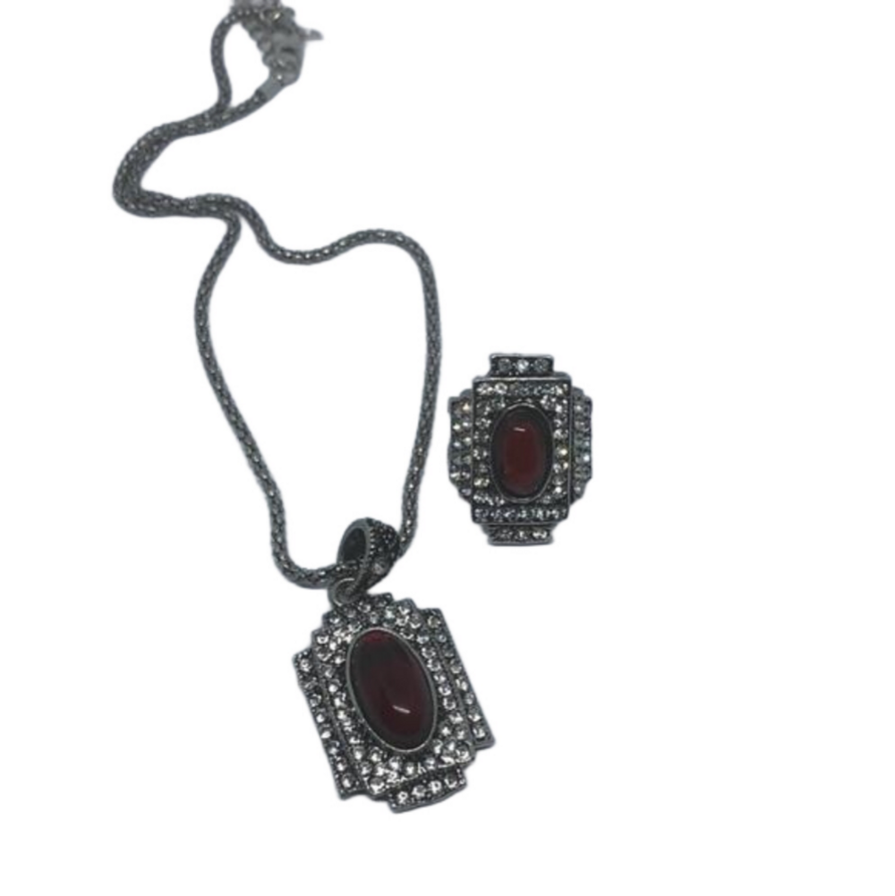 ART Deco style antique look jewelry set necklace and ring